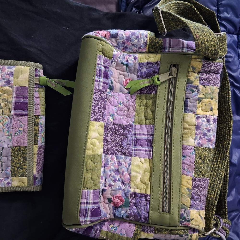 Donna Sharp Patchwork Quilted Baby Bag - Green An… - image 2